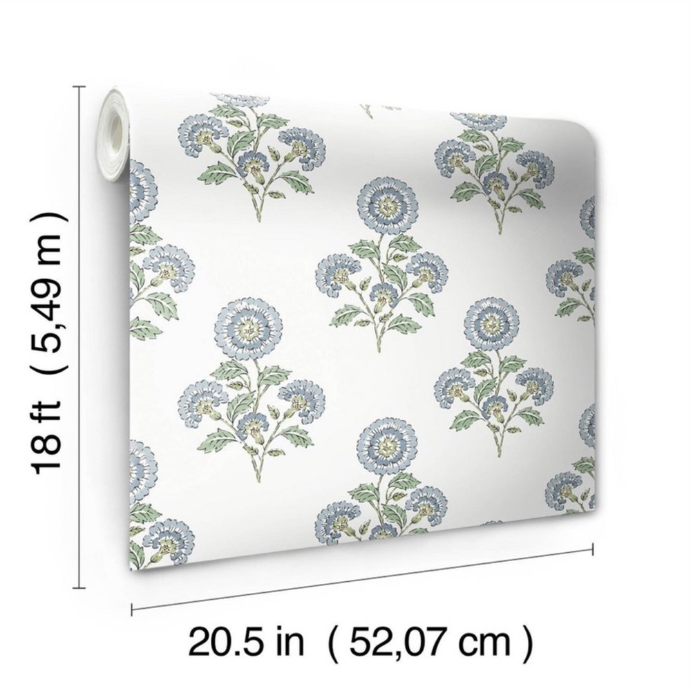 Brewster Flourish Block Print Blue and Green
Multi Peel and Stick 1pc Wallpaper - Picture 6 of 7